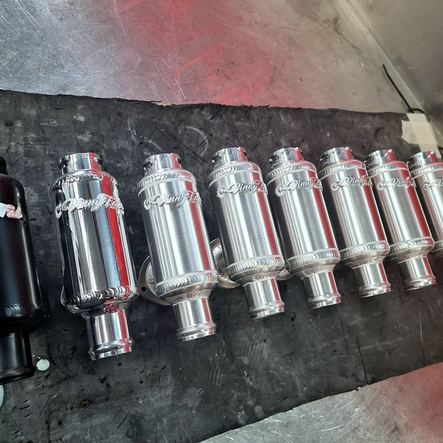Row of Vinny Fab polished aluminium AST tanks