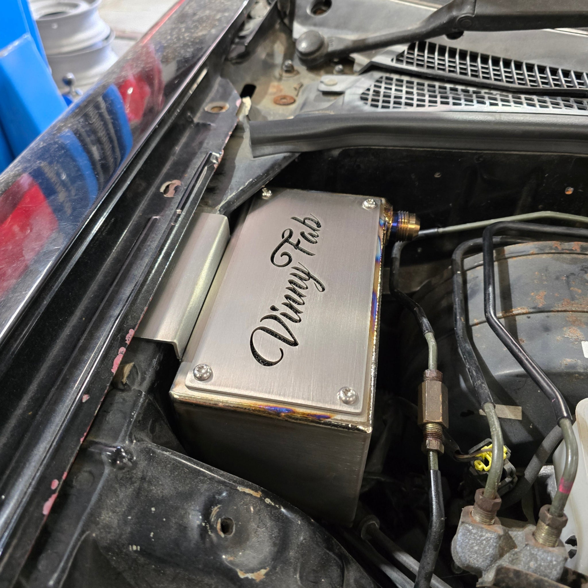 Vinny Fab Titanium FD3S RX-7 Baffled Catch Can · Vinnyfab