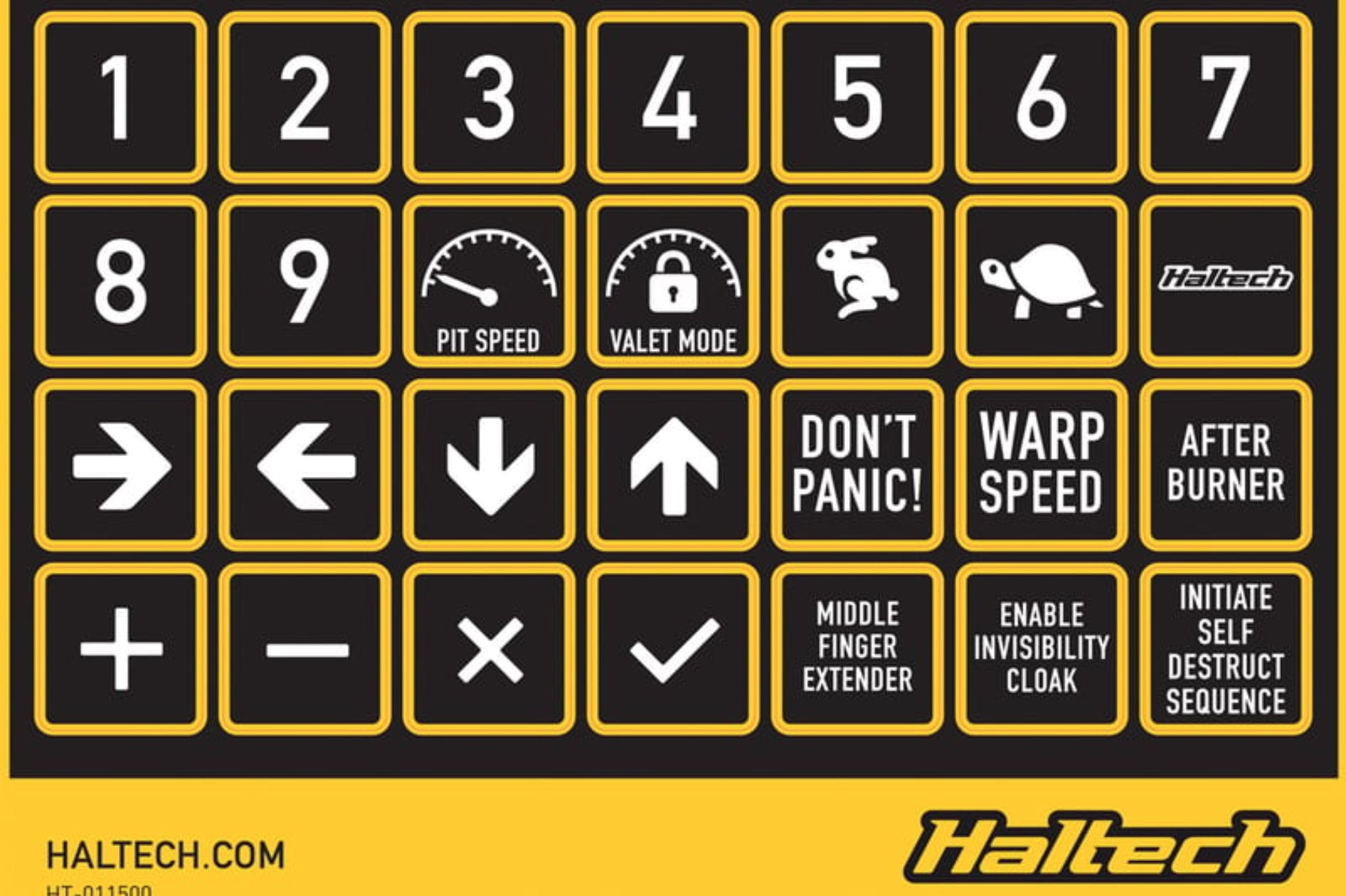 Haltech CAN Keypad Label Set