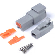 Plug and Pins Only - Matching Set of Deutsch DTM-2 Connectors (7.5 Amp)