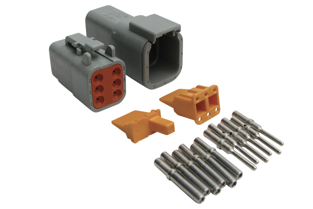 Plug and Pins Only - Matching Set of Deutsch DTM-8 Connectors (Black Keyway B - 7.5 Amp)
