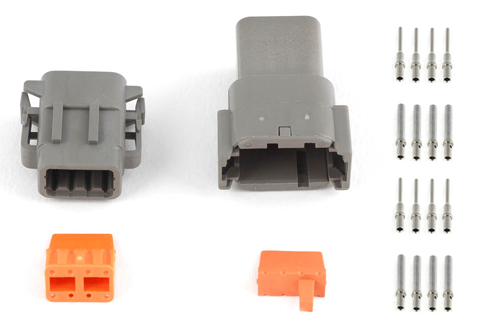 Plug and Pins Only - Matching Set of Deutsch DTM-8 Connectors (Black Keyway B - 7.5 Amp)