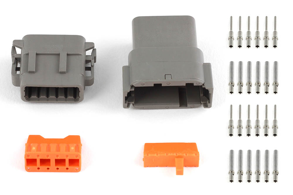Plug and Pins Only - Matching Set of Deutsch DTM-8 Connectors (Black Keyway B - 7.5 Amp)
