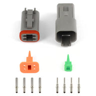 Plug and Pins Only - Matching Set of Deutsch DT-4 Connectors (DT06-4S + DT04-4P) - (13 Amp)