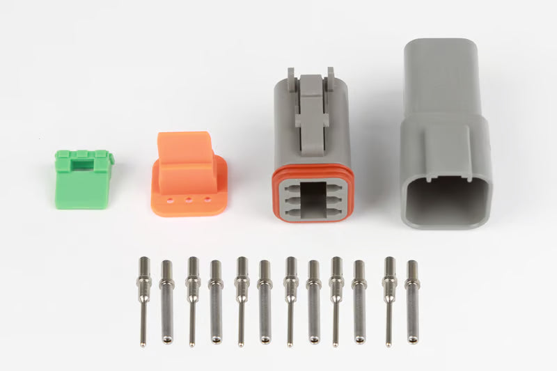 Plug and Pins Only - Matching Set of Deutsch DT-6 Connectors (DT06-6S + DT04-6P) - (13 Amp)