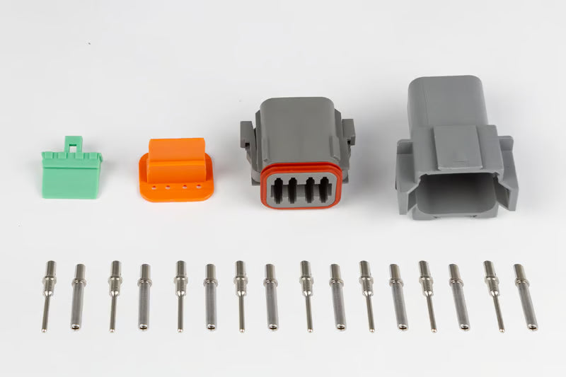 Plug and Pins Only - Matching Set of Deutsch DT-8 Connectors (DT06-8S + DT04-8P) - (13 Amp)