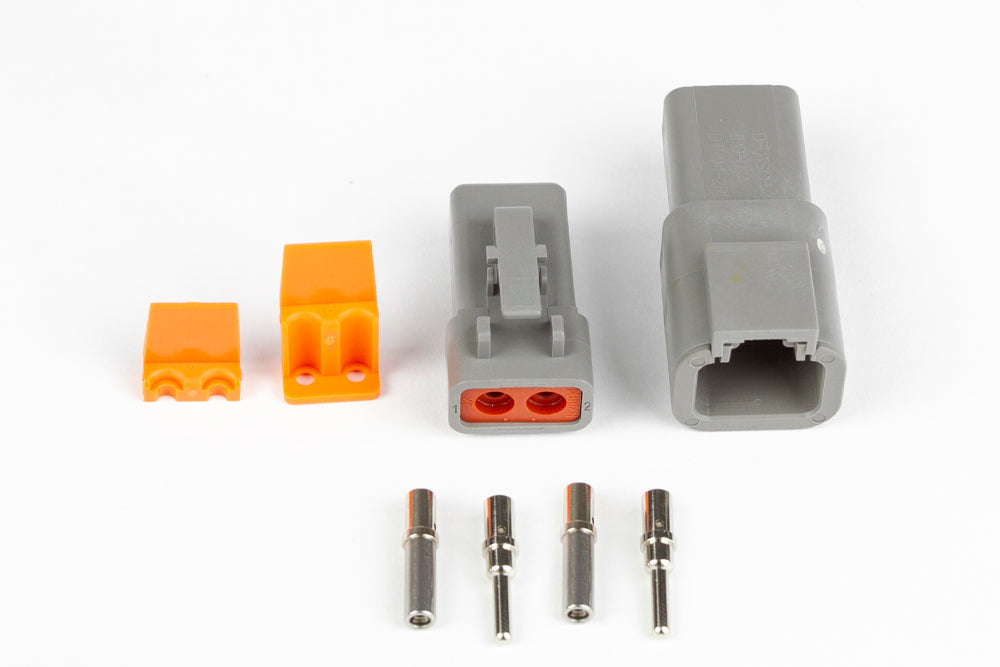 Plug and pins only - Male Deutsch DTP-06-4S - Black connector (25Amp)