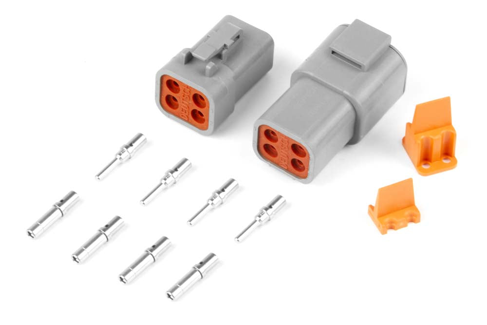 Plug and pins only - Male Deutsch DTP-06-4S - Black connector (25Amp)