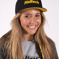 Haltech Snapback Cap Black with Yellow Logo Size: One size fits all