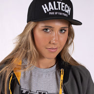 Haltech Snap Back Black with White Text Size: One size fits all.