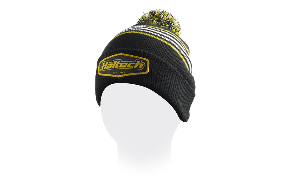 Haltech Stripe beanie with pom pom Size: One size fits all.