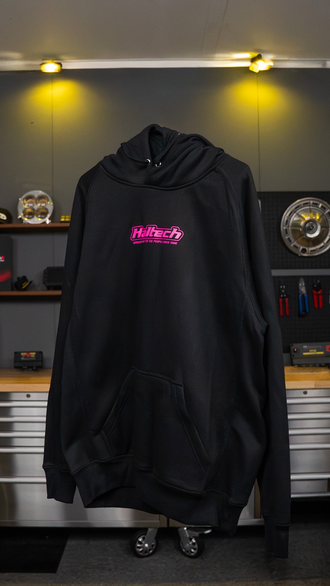 Haltech "Classic" Hoodie Black with Pink Logo Size: Large