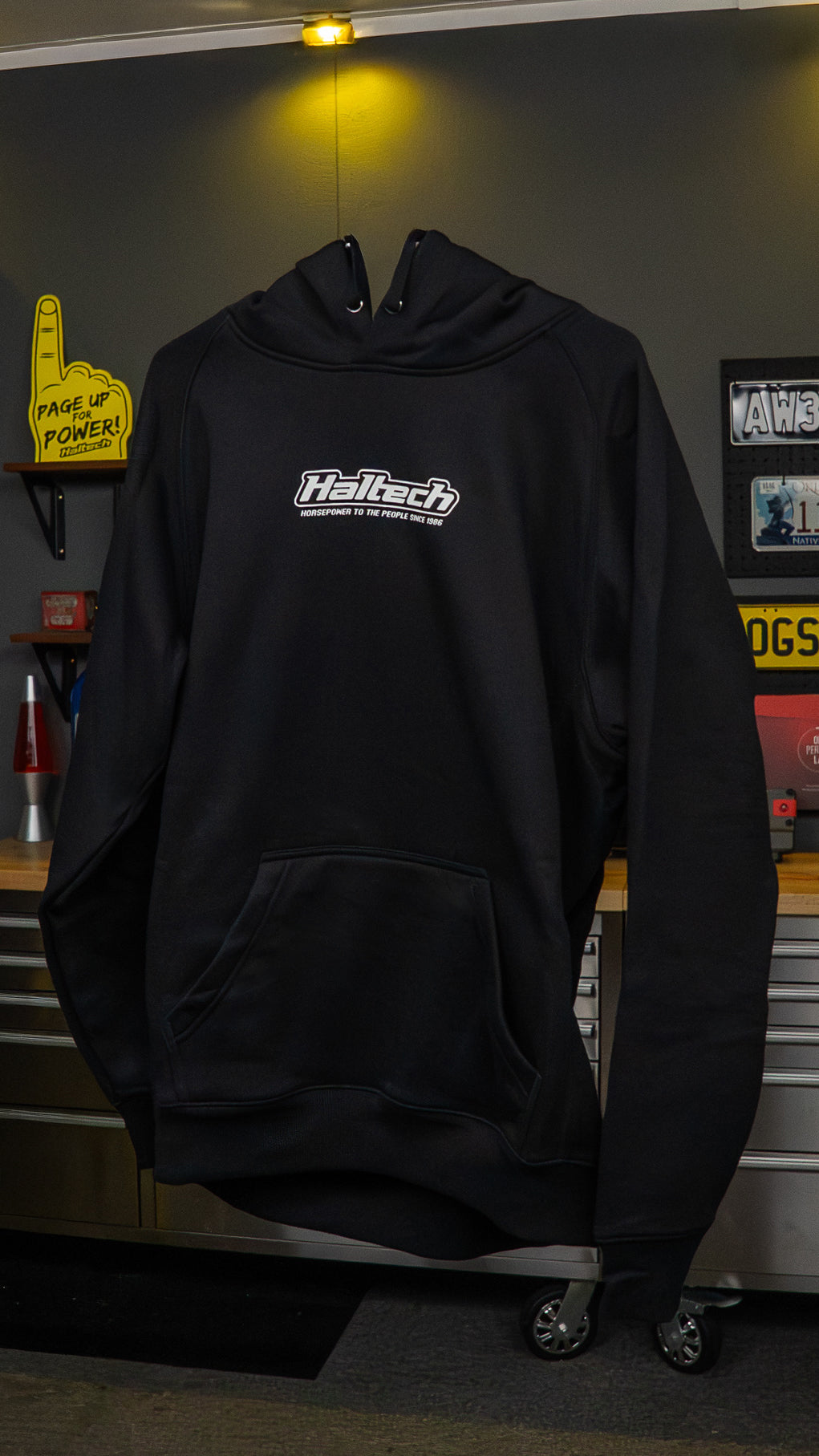 Haltech "Classic" Hoodie Black with White Logo Size: Medium