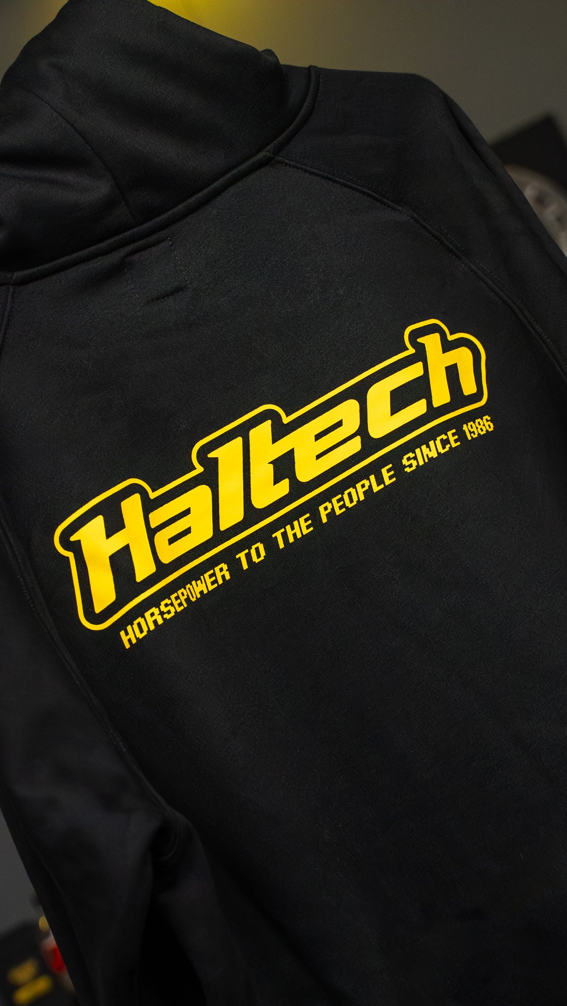 Haltech "Classic" Hoodie Black with Yellow Logo Size: 2XL
