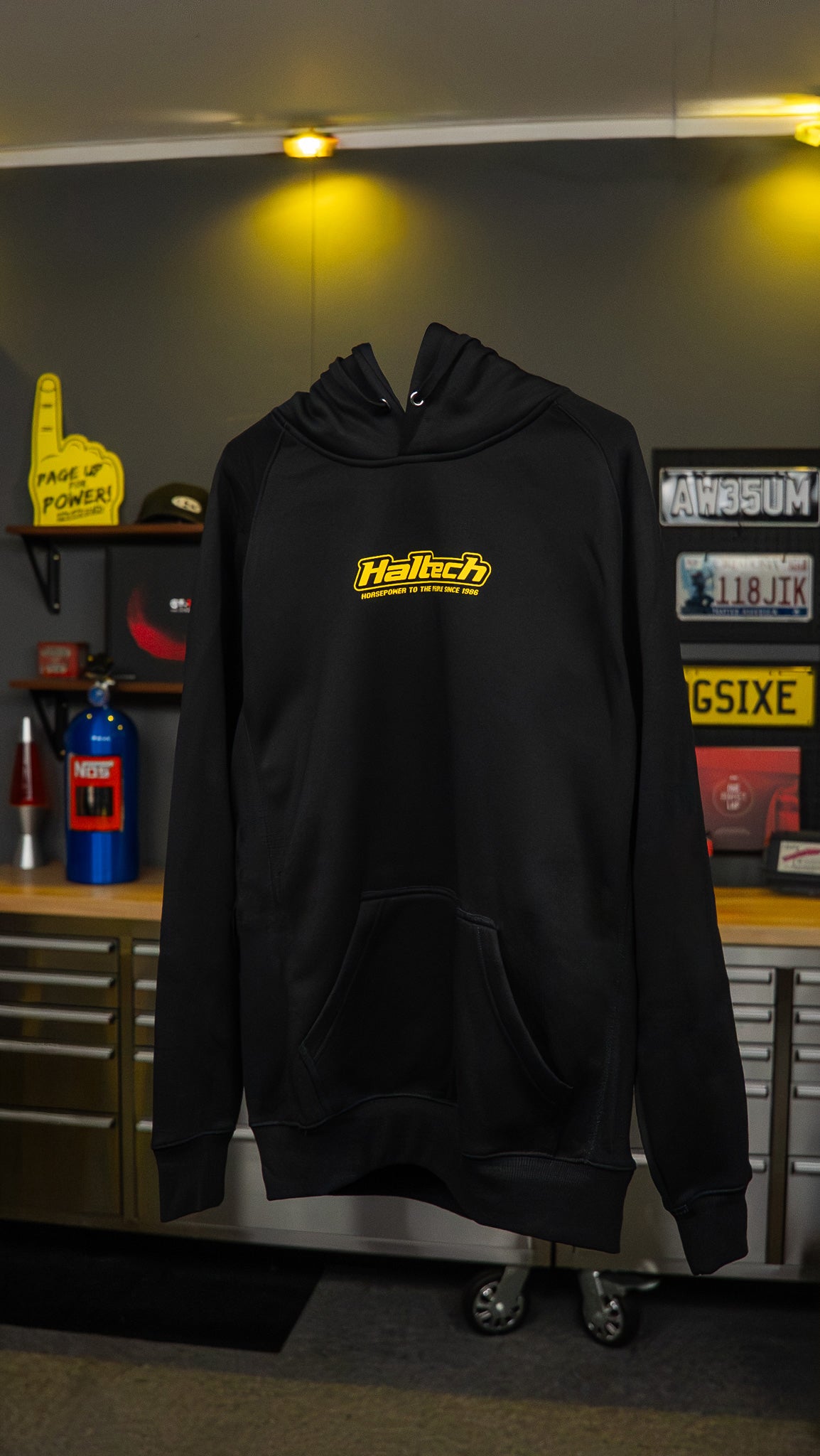 Haltech "Classic" Hoodie Black with Yellow Logo Size: 4XL