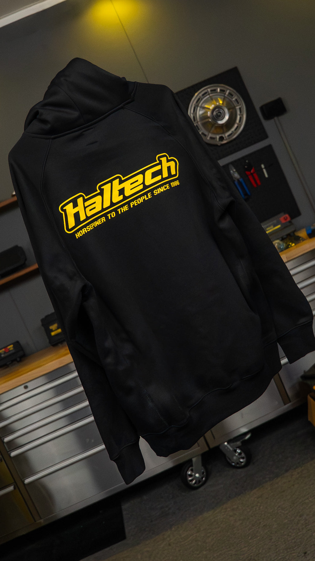 Haltech "Classic" Hoodie Black with Yellow Logo Size: 5XL