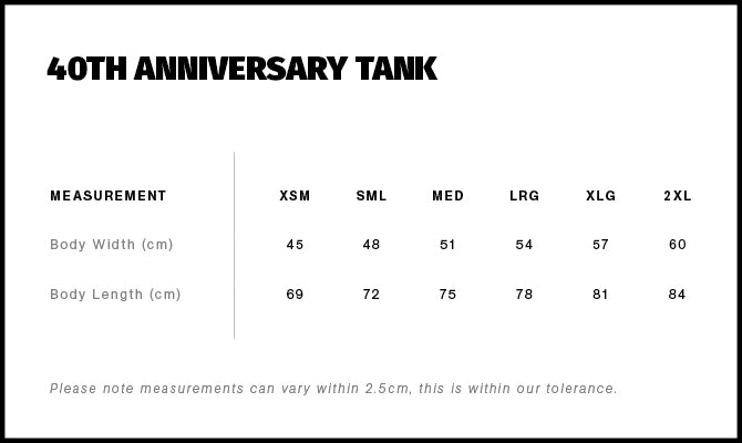 40th Anniversary Tank