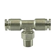 1/8" NPT to 1/4" PTC Tee - Pushloc Fitting Stainless Steel