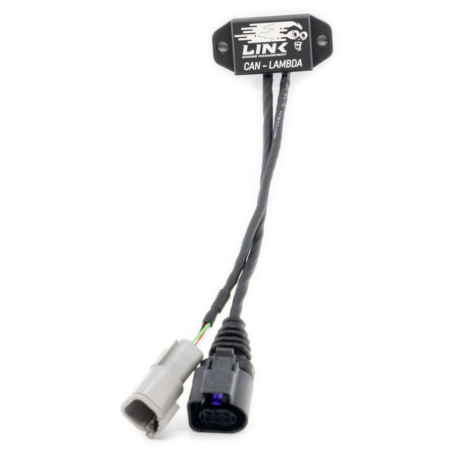 Link’s CAN Lambda is a digital wideband sensor control module that connects via CAN bus, compatible with aftermarket ECUs. For G4+/G4X PlugIn ECUs, use a Link CANPCB cable and CANF plug. It enables accurate fuel mixture tuning and real-time adjustments with a Bosch LSU 4.9 sensor, eliminating signal loss and errors. Includes CAN Lambda device, Bosch LSU 4.9 sensor, Deutsch connector kit, O2 Bung, stickers, and Quick Start Guide.