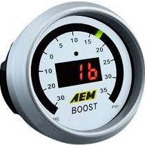 AEM Boost Gauge, -30 to 35psi, Displays Pressure & Outputs To Data Loggers, (30-4406)