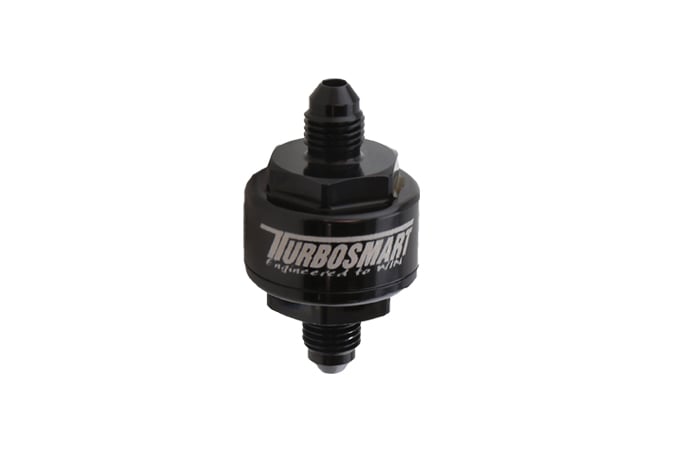 Turbosmart Billet Turbo Oil Feed Filter 44um -3AN Black